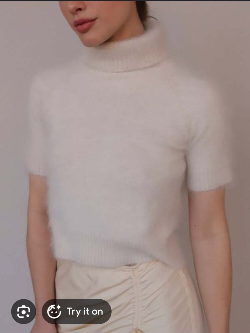 Newport News Angora Short-Sleeve Turtleneck Sweater